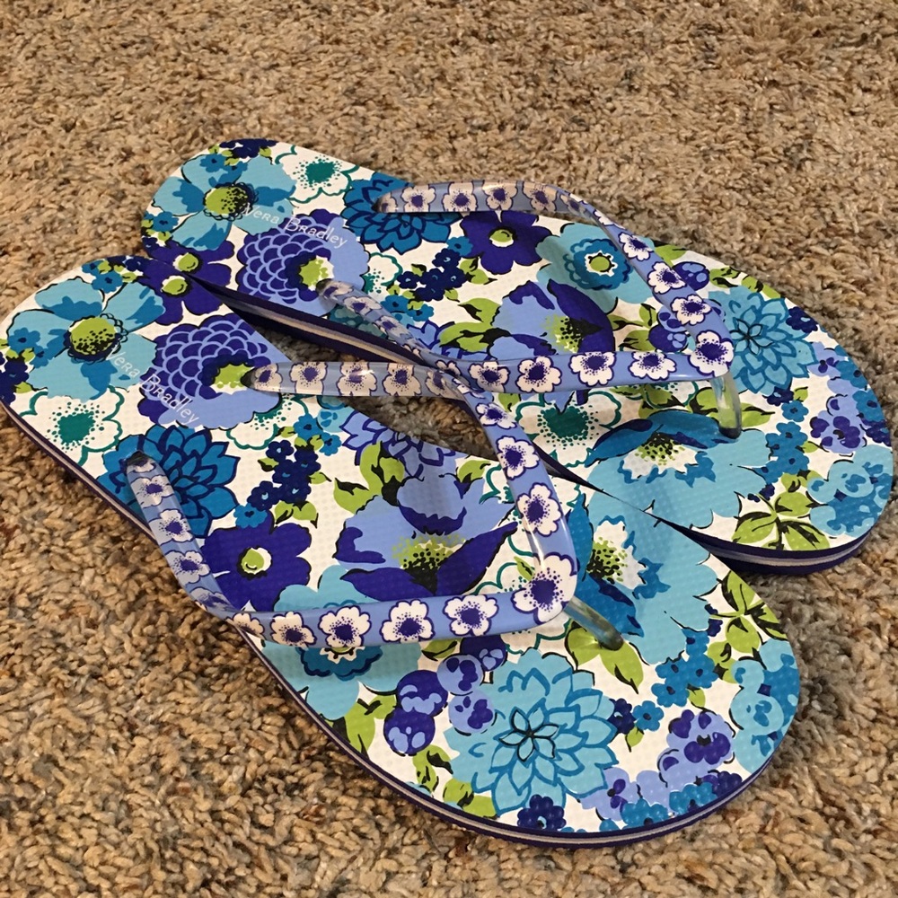 Vera Bradley Blue Floral Flip Flops - Size 9/10